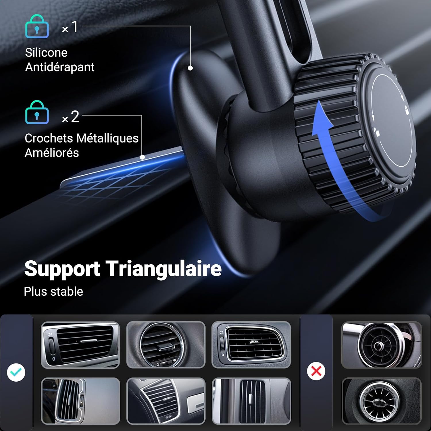 Detalle de UGREEN Support Téléphone Voiture Magnétique MagSafe — fixation solide, ajustement pratique et polyvalence