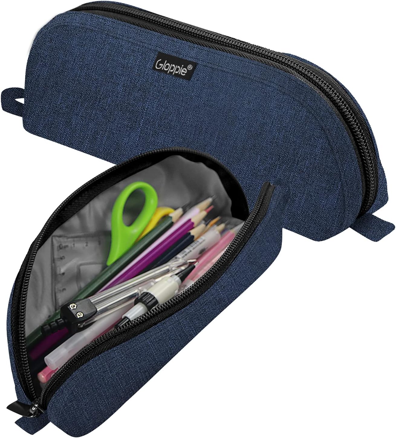 Detalle de Gloppie Astuccio Grande Capacità 2 PCS Blu – Organizza Cancelleria Scuola e Ufficio
