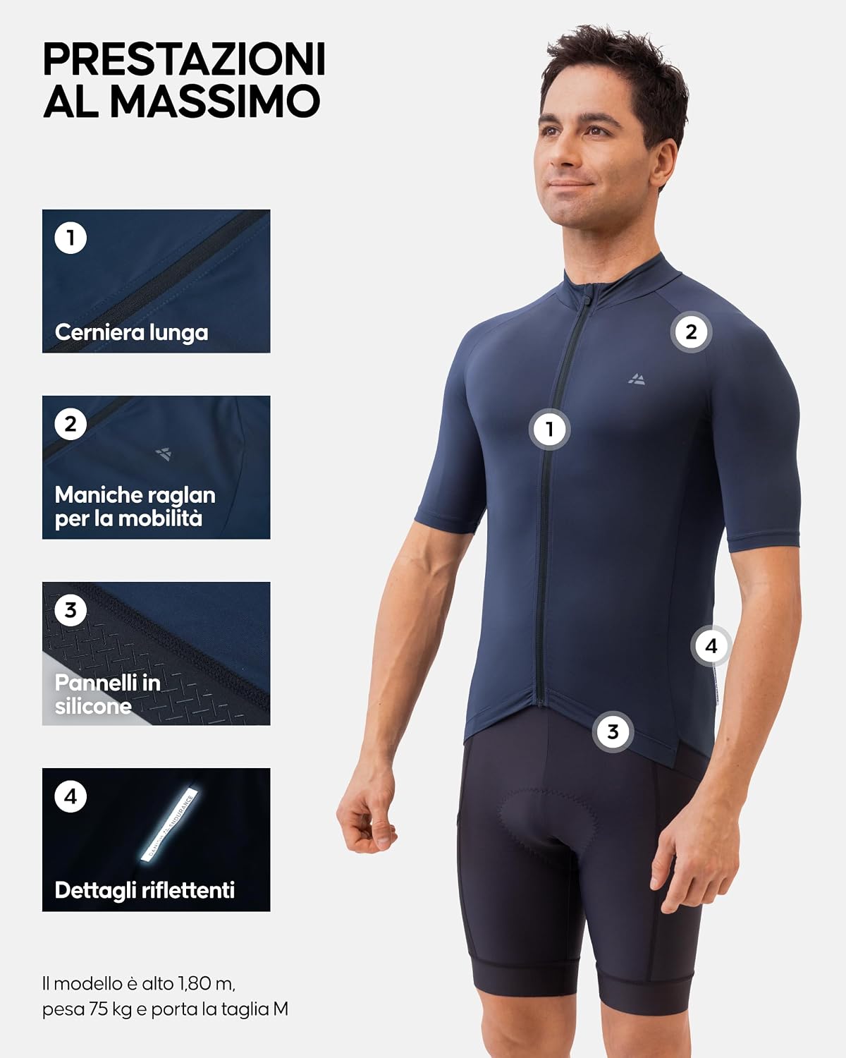 Detalle 2 de DANISH ENDURANCE Maglia da Ciclismo Traspirante