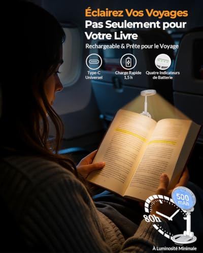 Detalle de EastPin – Liseuse Lampe de Lecture pour Livre au Lit 18 LED, Rechargeable et Compacte