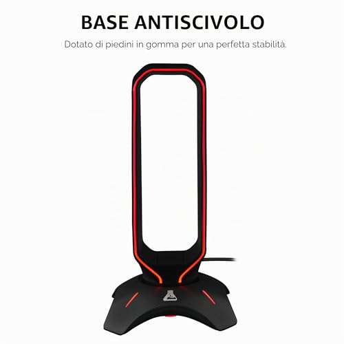 Detalle de THE G-LAB K-Stand Radon: Supporto per Cuffie da Gioco con RGB e HUB USB 2x2.0