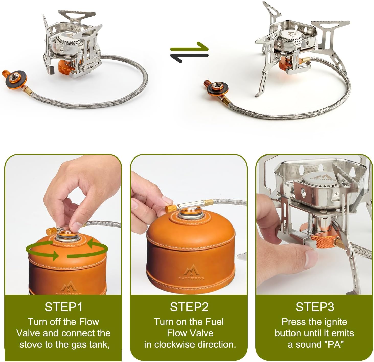Detalle 1 de THTYBROS Camping Cookware Set with Kettle, Folding Stove and Stainless Steel Utensils