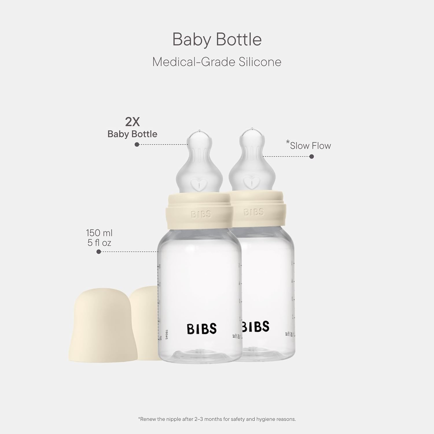 Thumbnail 1 de BIBS Baby Bottle 150 ml slow‑flow nipple pack