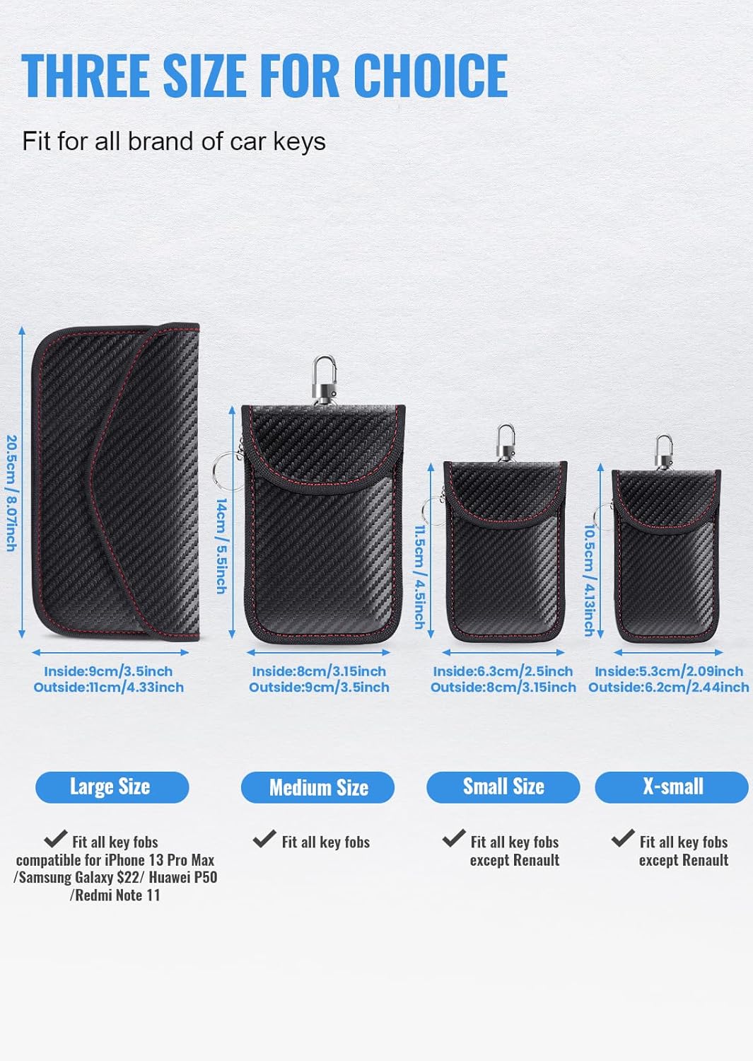 Detalle de Lanpard Faraday Bag for Key Fob (2 Pack) — Carbon Fiber Shielding for Car Key Security