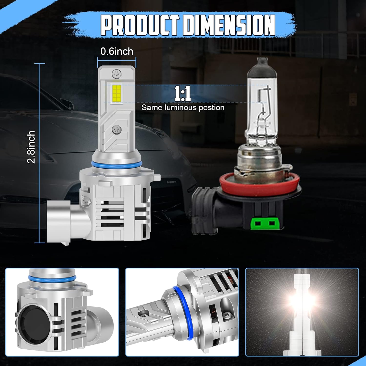 Detalle 2 de Afurkuot 9005/HB3 LED headlight bulbs