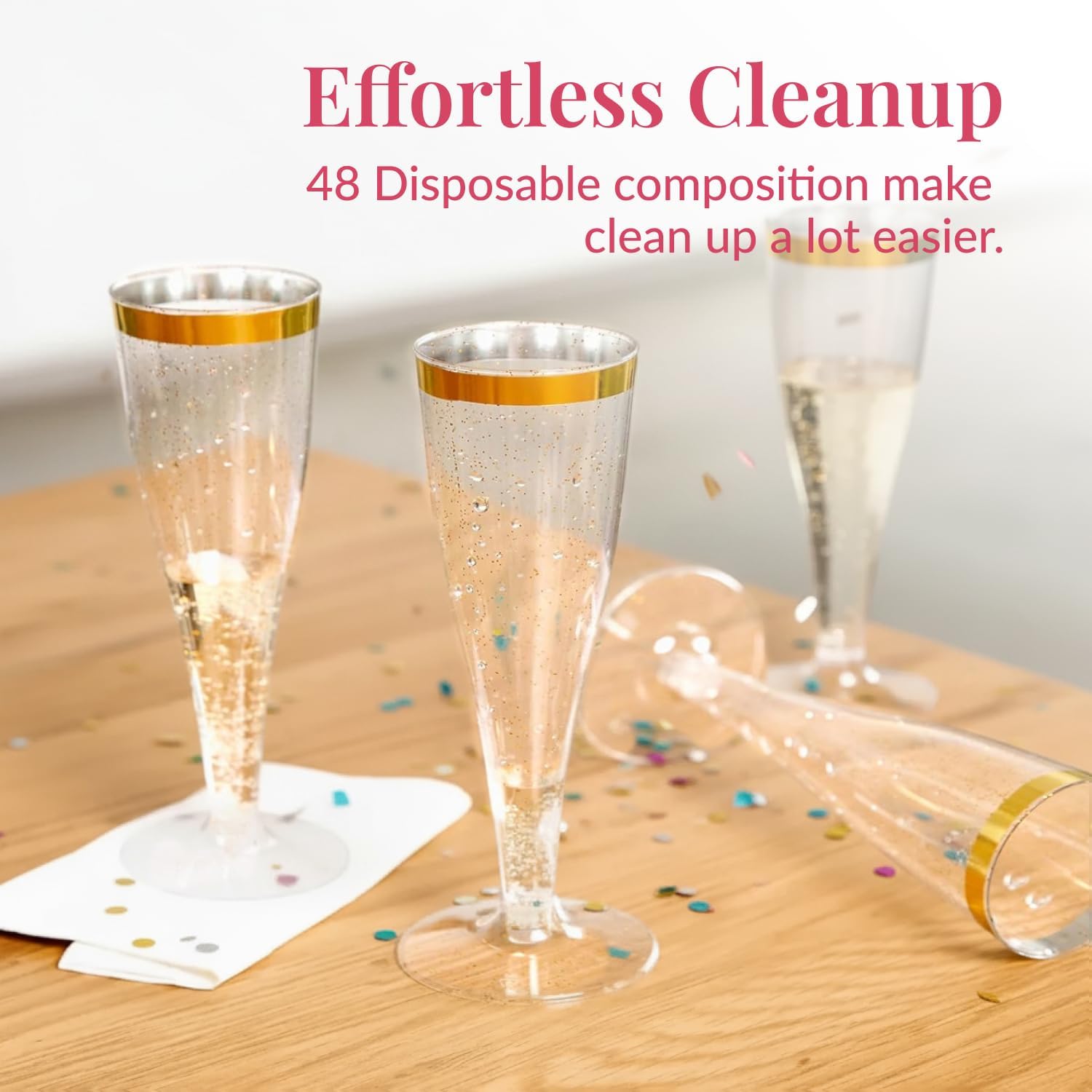 Detalle 2 de Prestee Disposable Champagne Flutes, 4.5 oz
