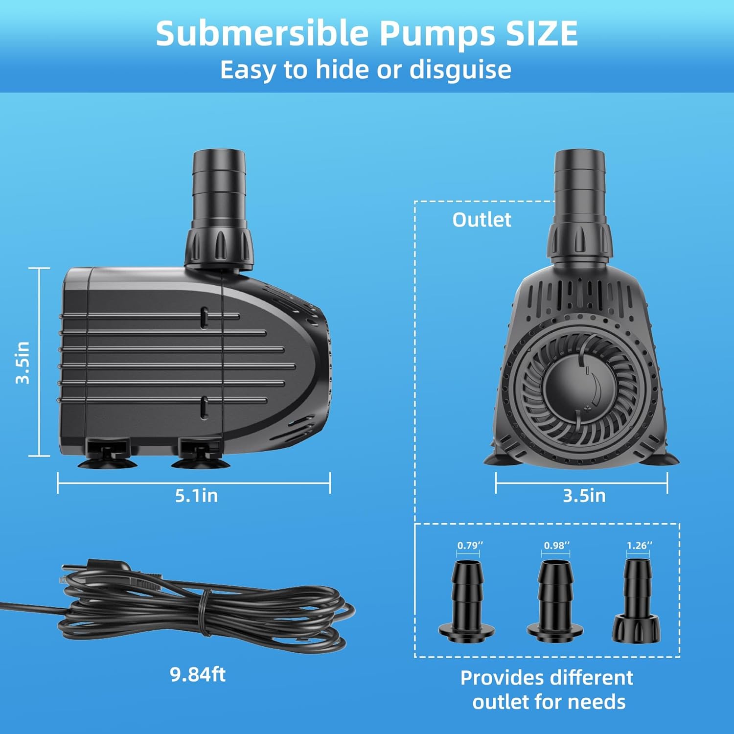 Thumbnail 6 de Biling Submersible Pump for Dirty Pond Water (60W, 3200 L/H) with Filter