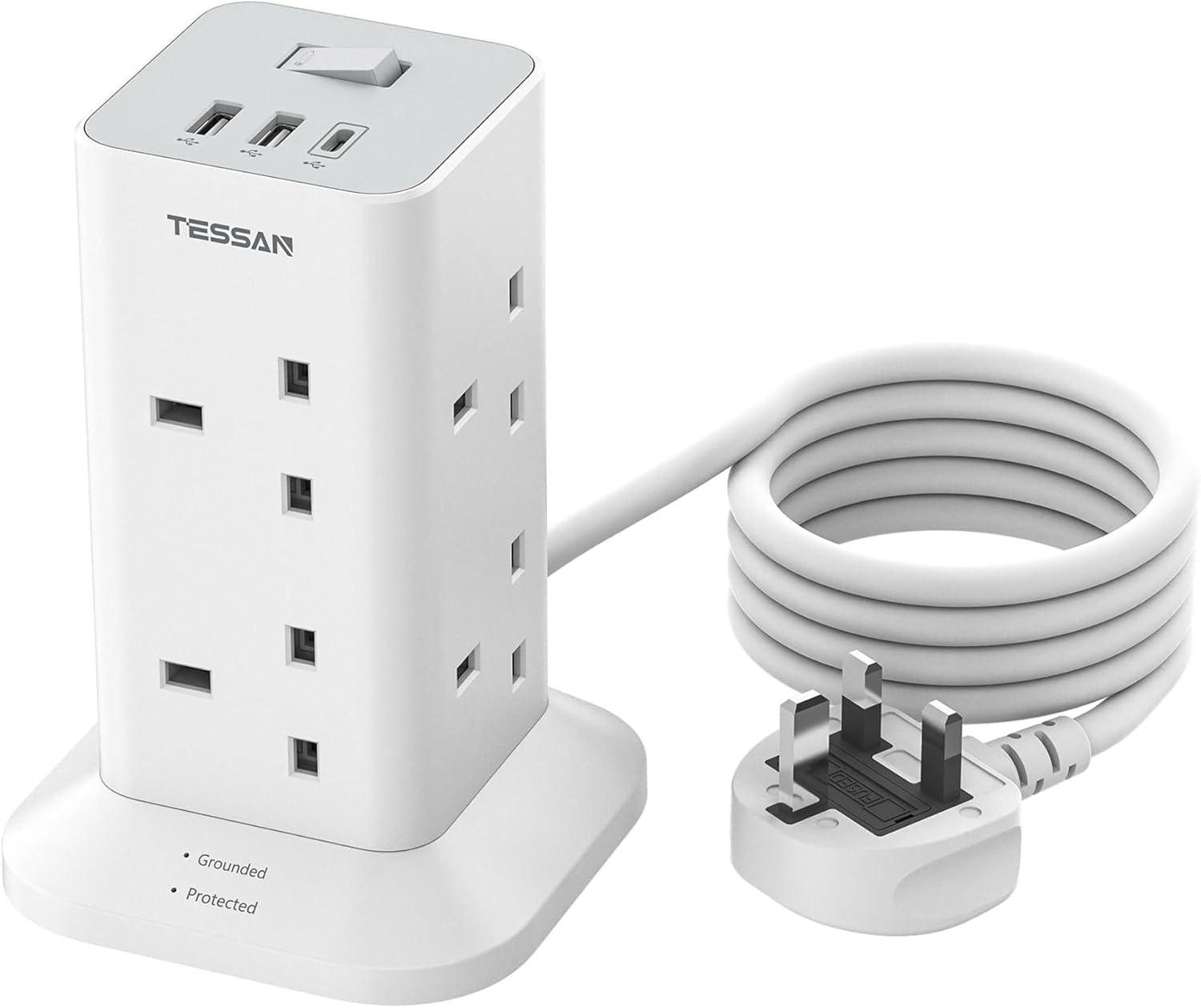 Thumbnail 6 de Tower Extension Lead 5M with USB C Slots 8 Way Surge Protector