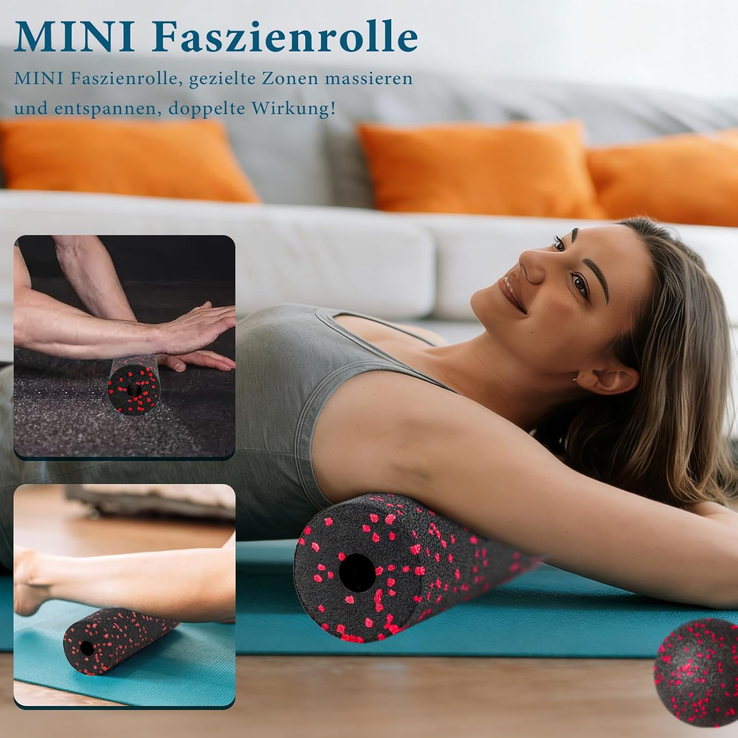 Thumbnail 5 de Faszienrolle Set Foam Roller mit Duoball, Mini-Faszienrolle und Fußball für Ganzkörper-Faszientraining – Rot