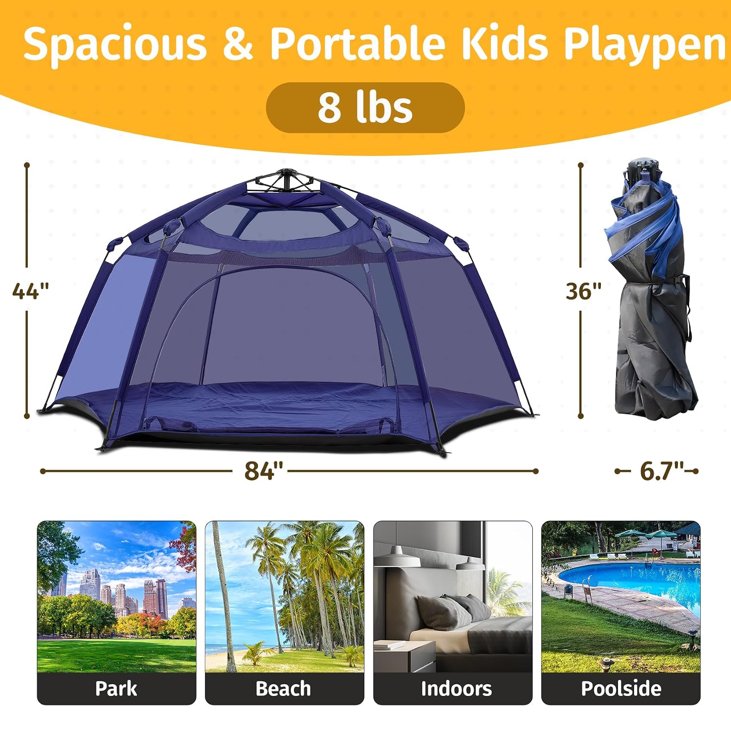 Detalle de Alvantor Baby Playpen Play Yard, 84 in