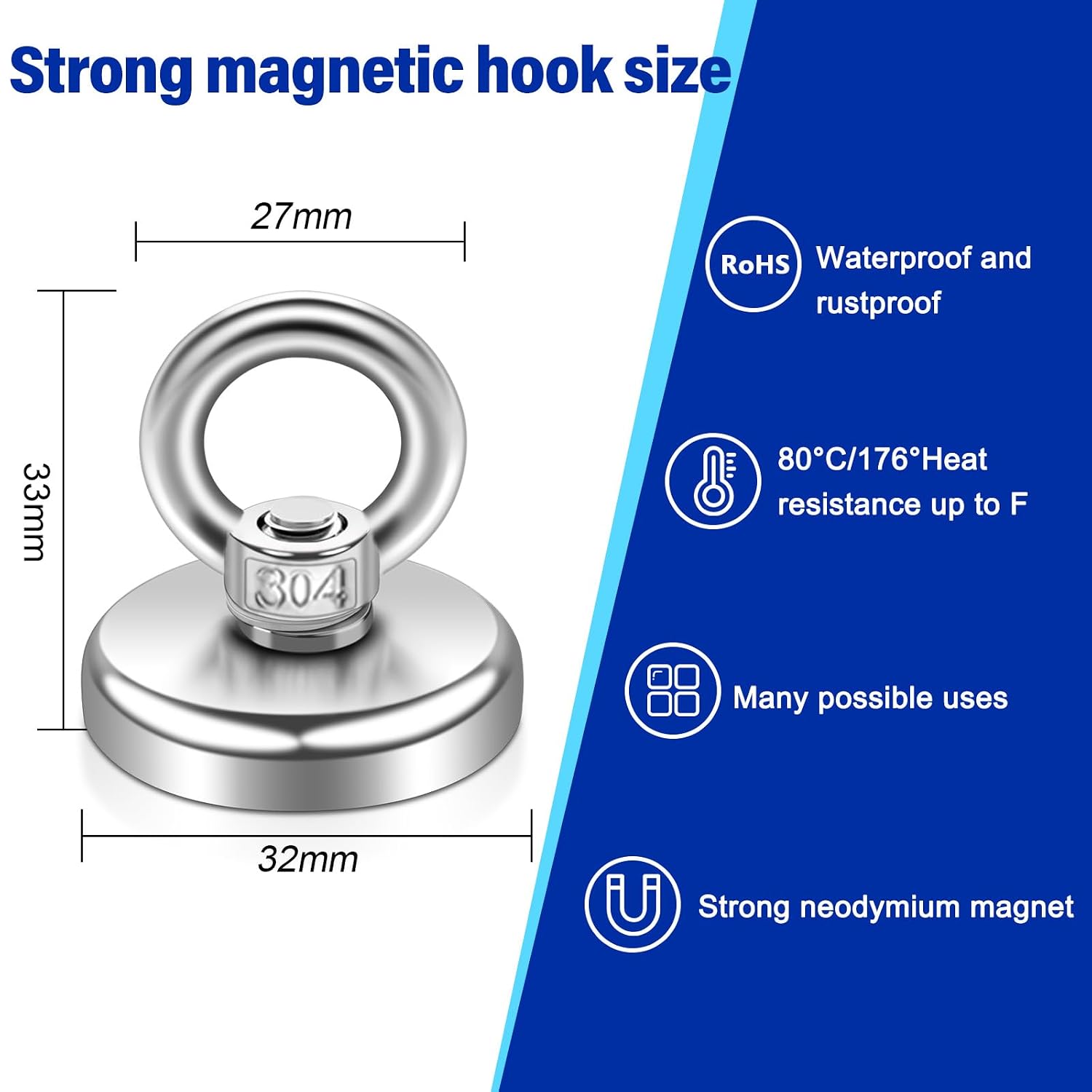 Detalle 2 de Neodymium fishing magnets, 32 mm