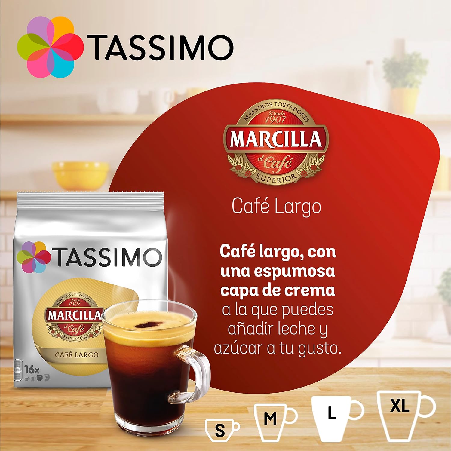 Detalle de Tassimo Cápsulas Marcilla Largo, 80 Uds. ☕ Amazon Exclusive