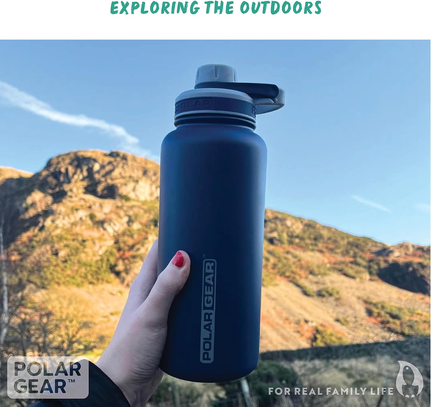 Thumbnail 6 de Polar Gear Stainless Steel Water Bottle 1L (Graphite)