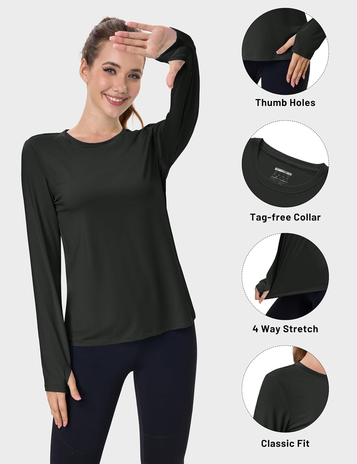 Detalle de MAGCOMSEN Women’s Long Sleeve UPF 80+ Rash Guard Tee