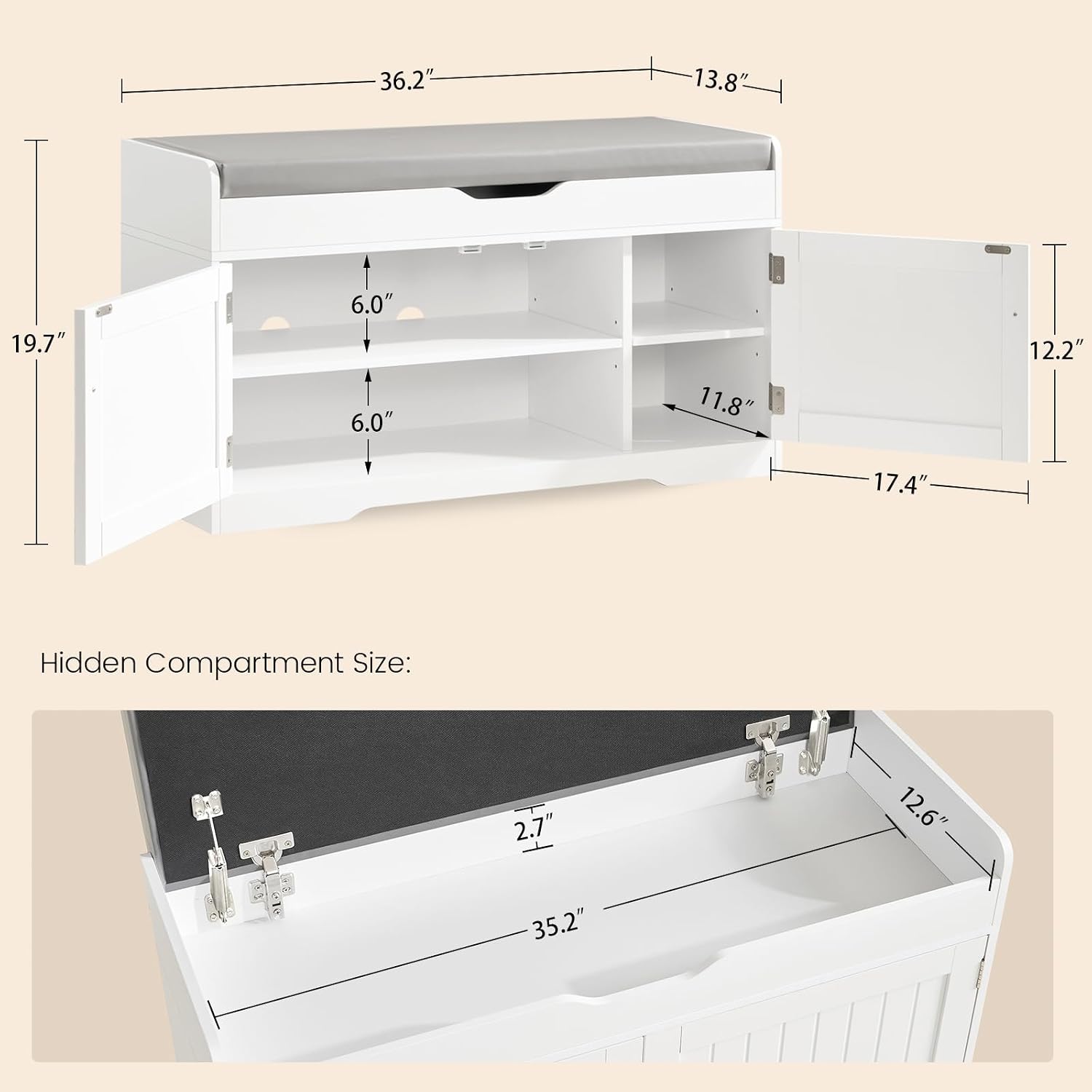 Detalle de TEENFON Storage Bench, White