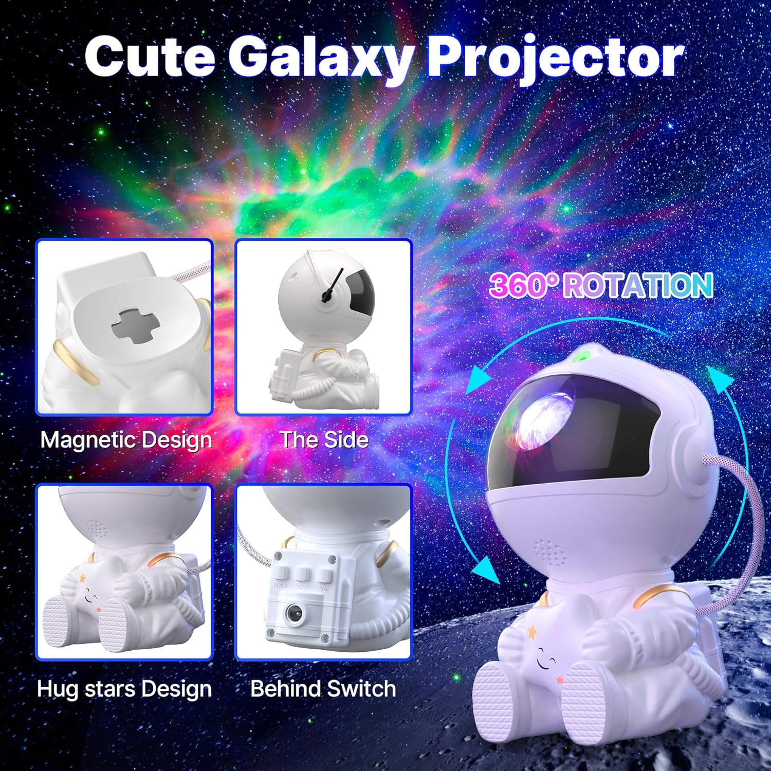 Thumbnail 2 de Macchiatto Astronaute Projecteur Ciel Étoilé – Veilleuse galaxie avec 8 nébuleuses et rotation à 360°