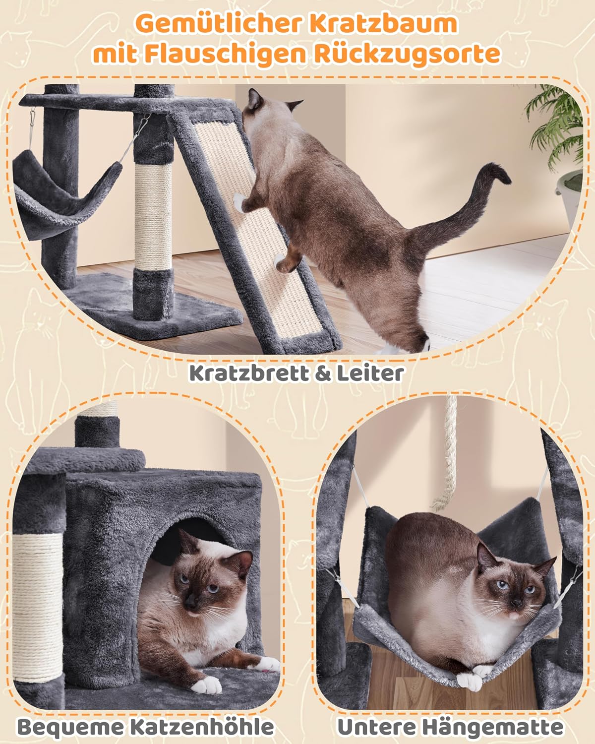 Detalle de Kratzbaum 159 cm von Yaheetech Katzen