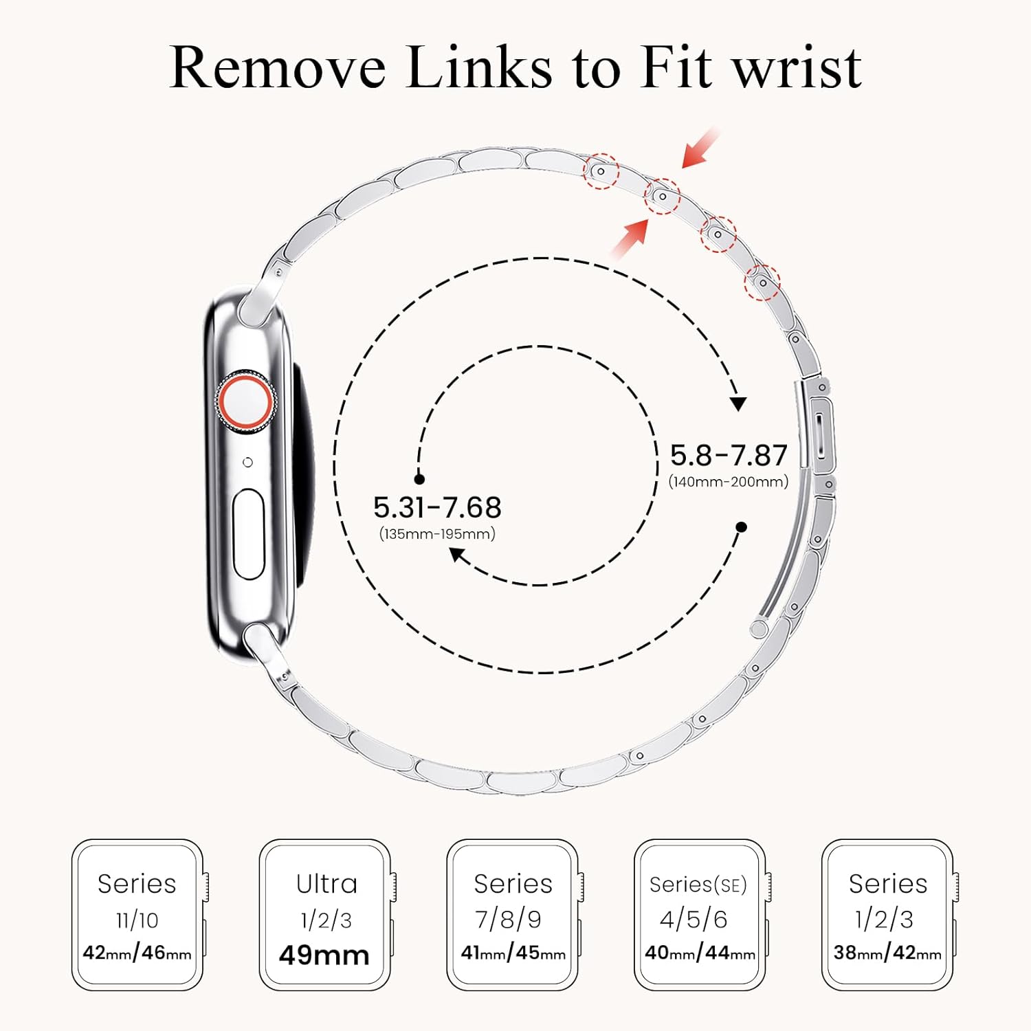 Detalle 1 de GEARYOU metal Apple Watch strap 40mm
