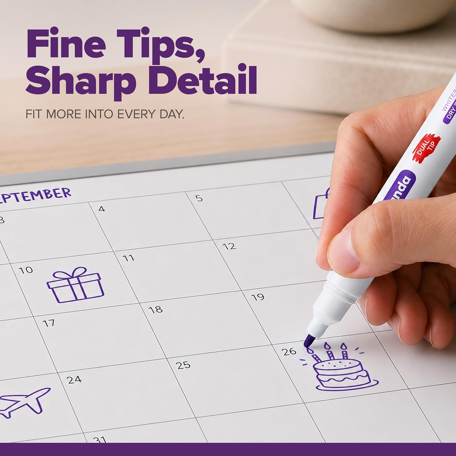 Thumbnail 4 de Smart Panda 12 Whiteboard Pens Dual Tip