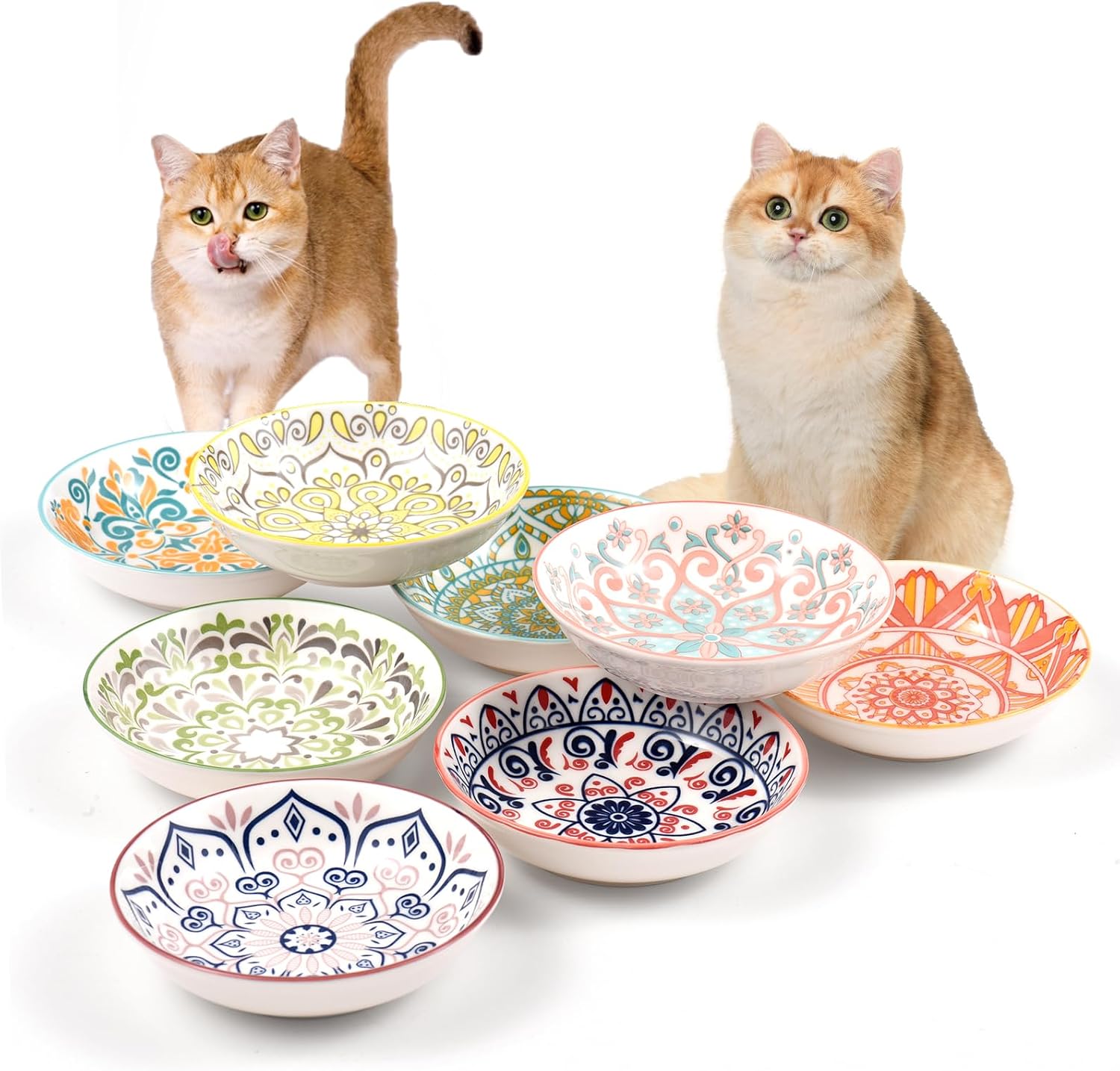 Detalle de YEAHGO Katzennapf Flach Keramik – 8er Set futternapf, flache Tellerchen für Katzen