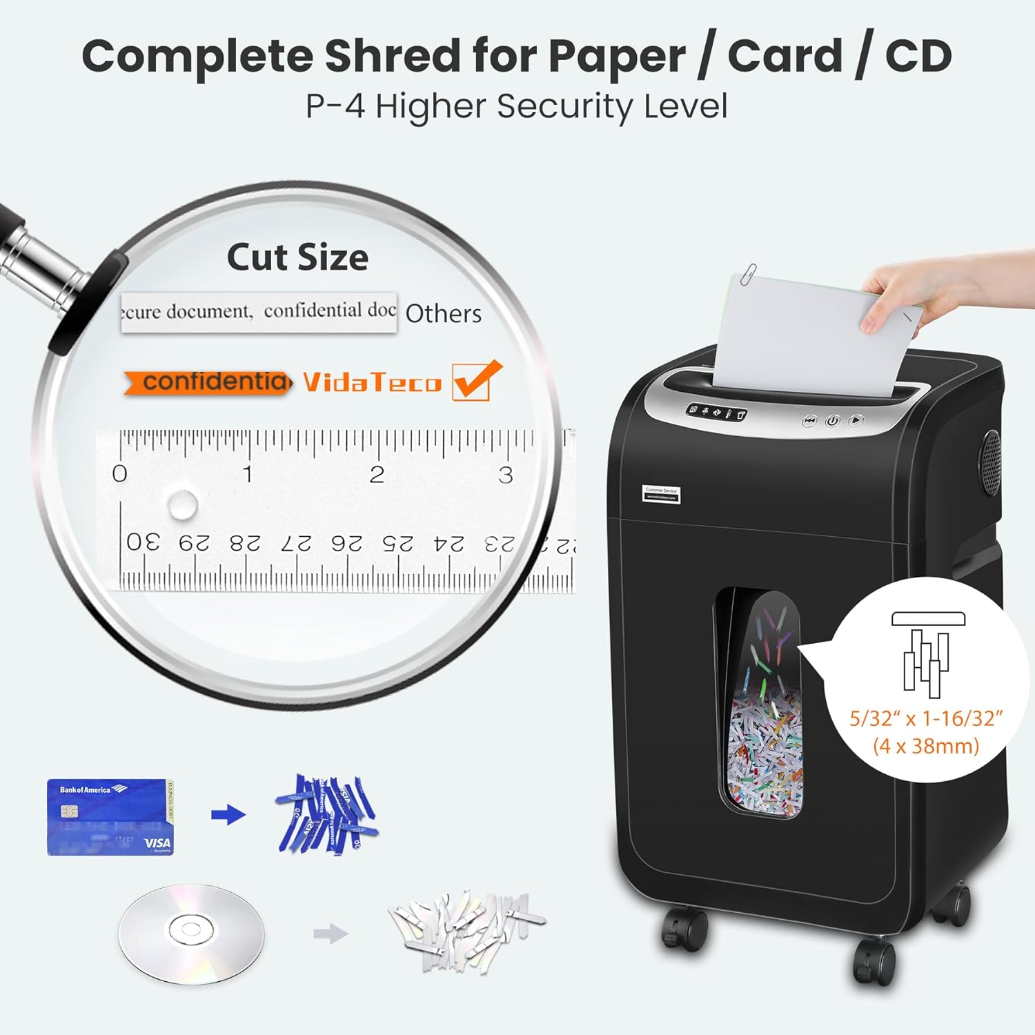 Thumbnail 1 de VidaTeco Cross Cut Paper Shredder Heavy Duty, 20-Sheet, 60 Minutes Continuous Operation