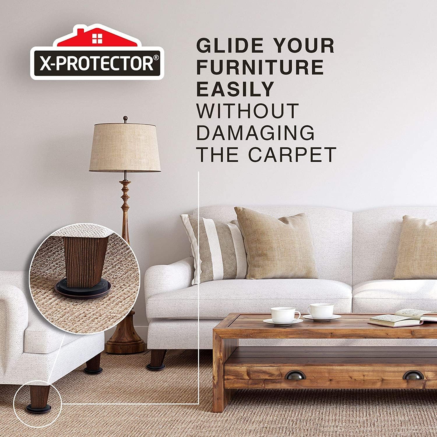 Detalle 2 de X-PROTECTOR Carpet Furniture Sliders, 16-Piece Set