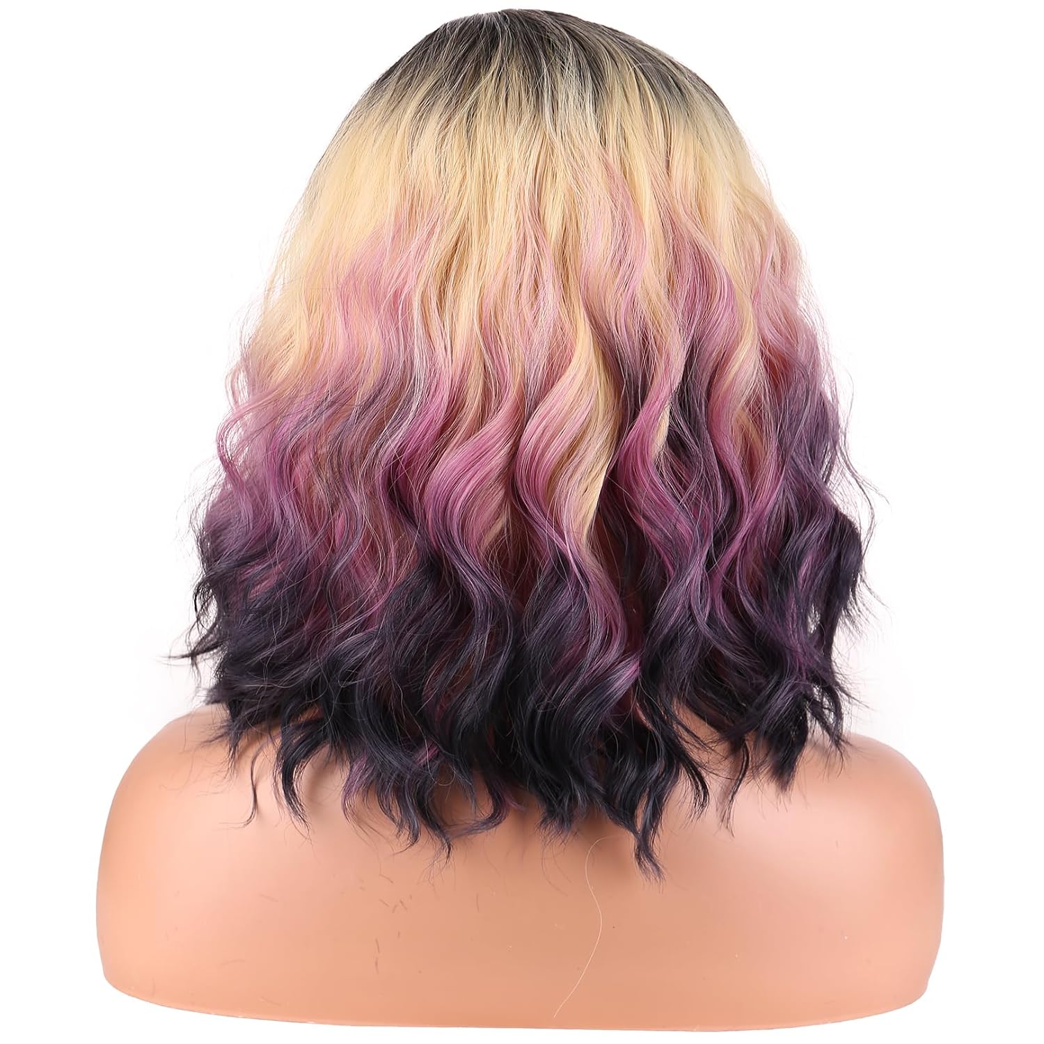 Thumbnail 3 de BERON Blonde, Purple and Black Short Curly Side-Part Wig for Girls