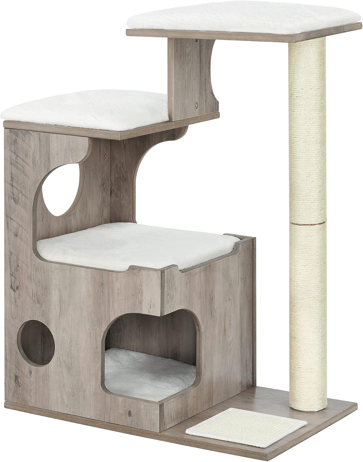 Detalle de Feandrea Tiragraffi con grotta, 2 aree in sisal e basi imbottite lavabili, greige melange PCT070G01 (86 cm)
