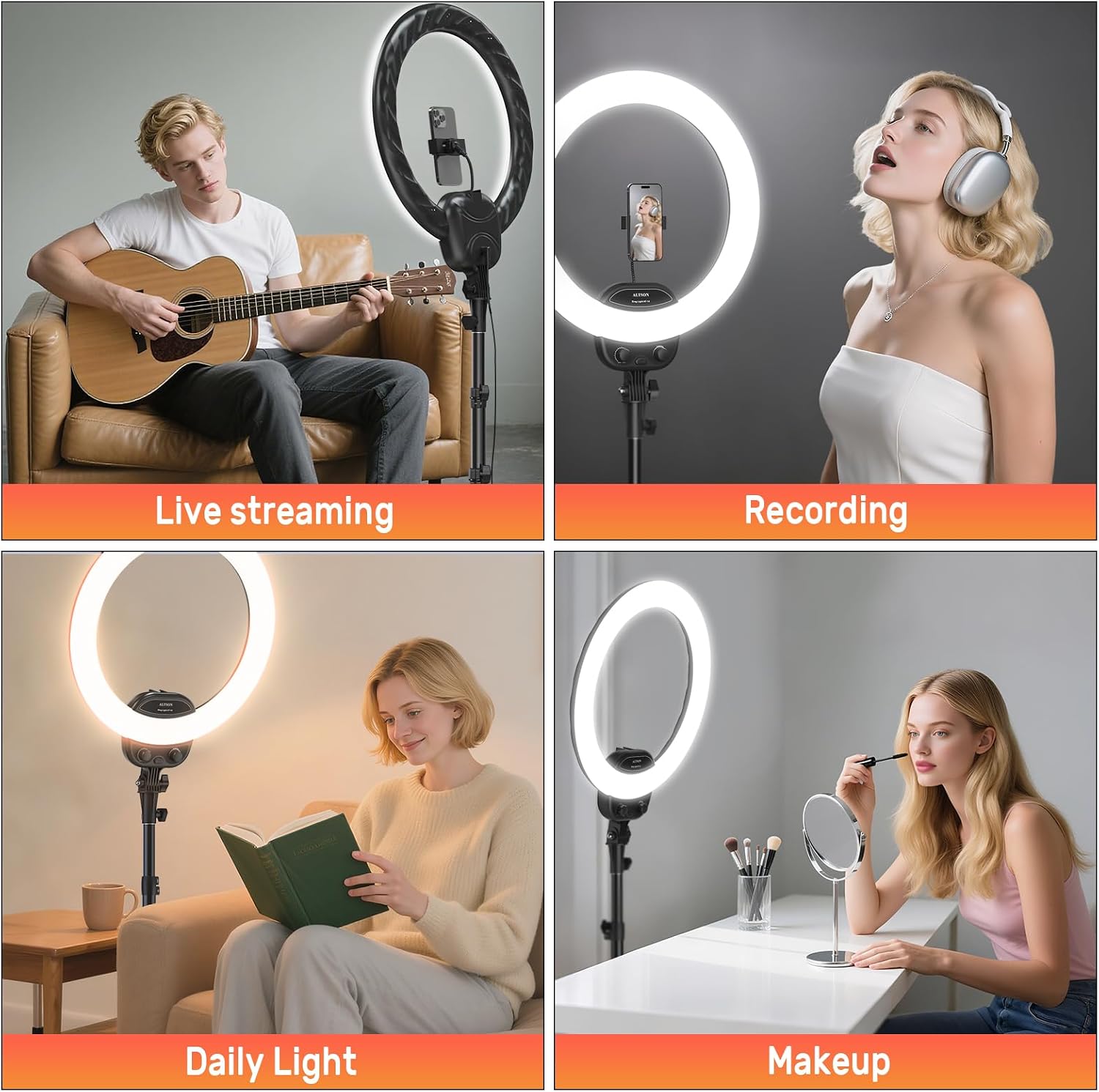Thumbnail 3 de ALTSON 14" Ring Light 63" Tripod for Streaming