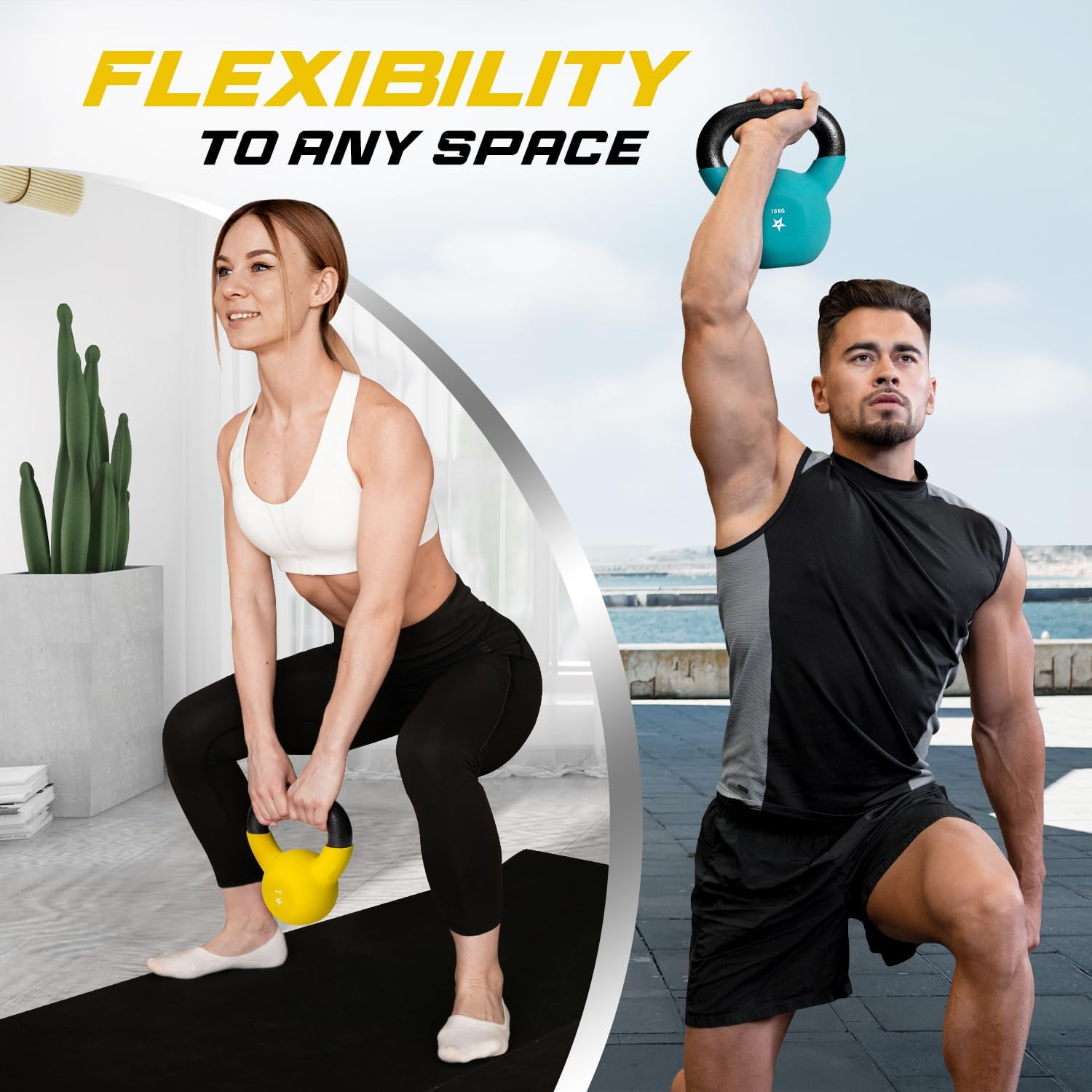 Thumbnail 3 de Yes4All Neoprene Coated Cast Iron Kettlebell (2–20 kg) – Durable, Floor-Safe Weights for Home Gym