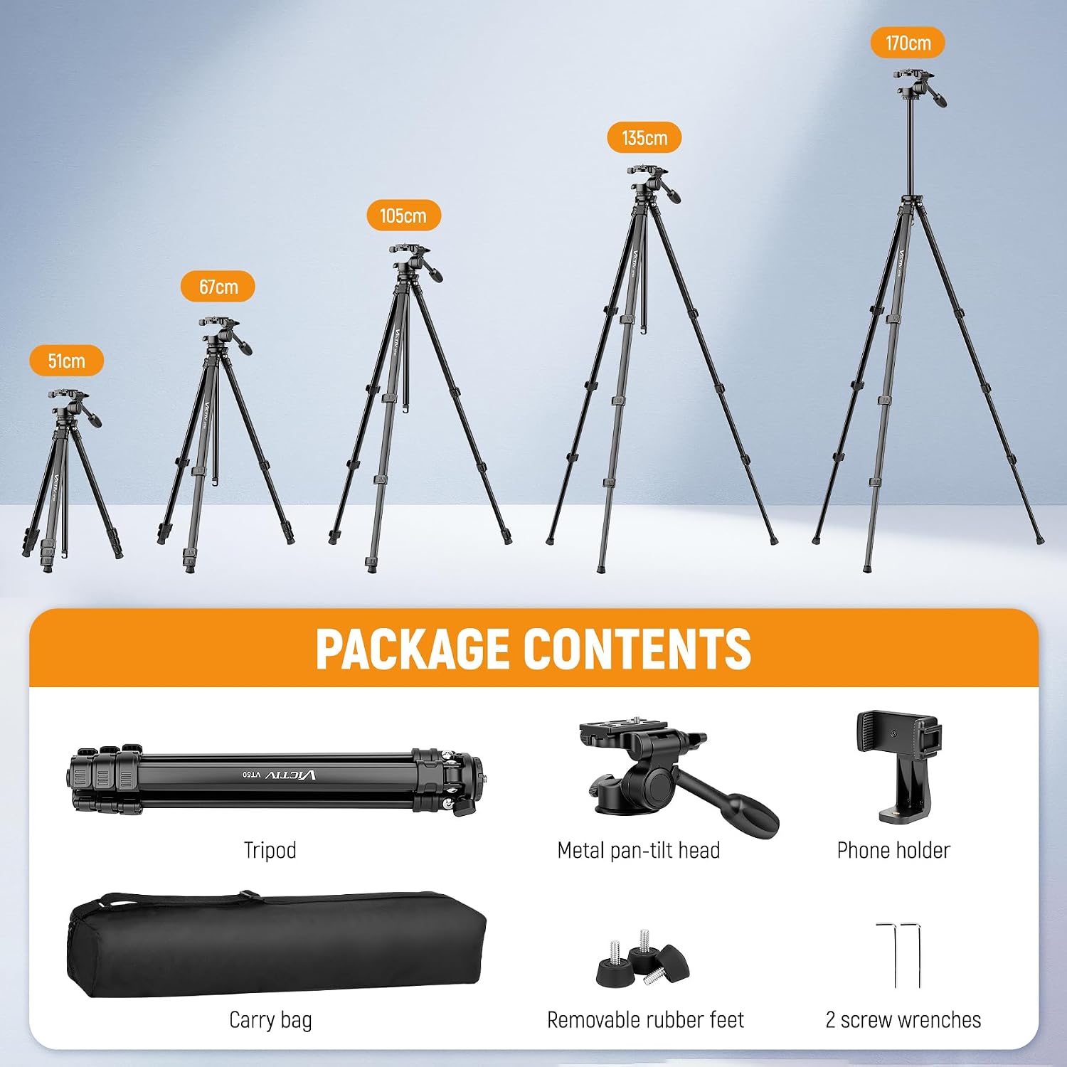 Thumbnail 2 de Victiv Camera Tripod Aluminium 51-170cm
