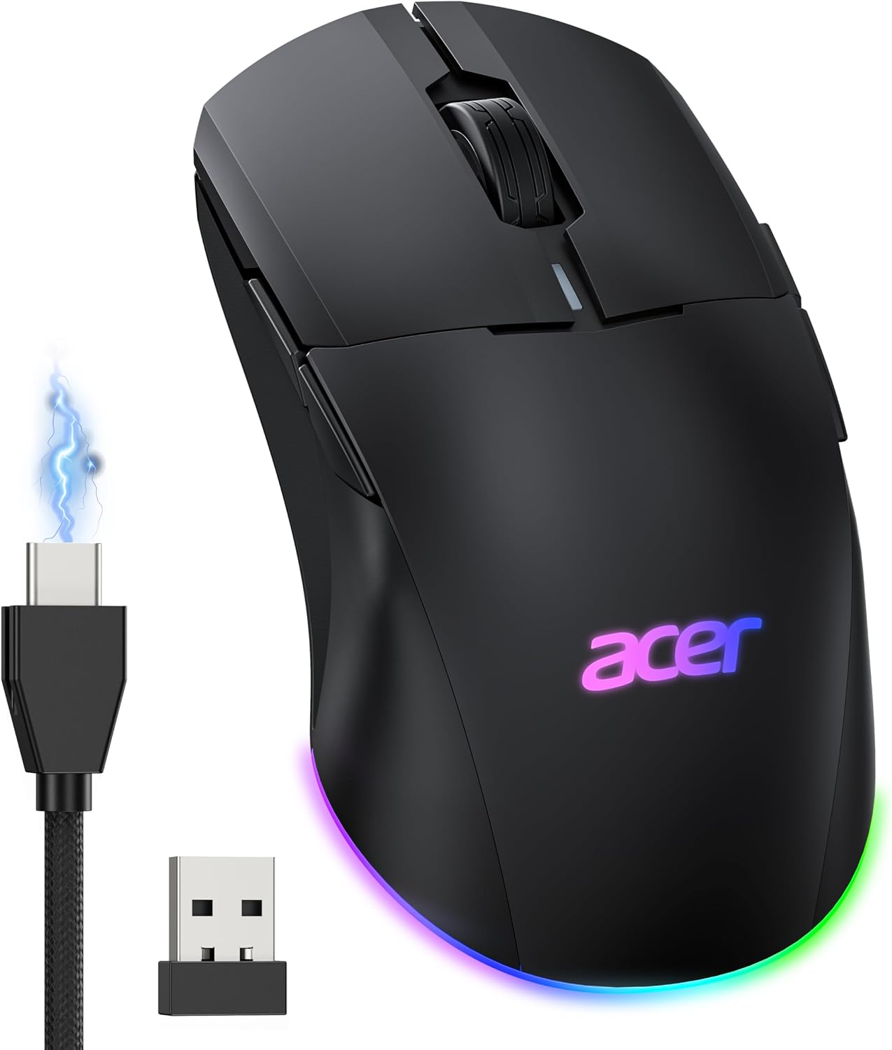 Detalle de Acer Wireless Gaming Mouse for Laptop — 24,000 DPI, Ambidextrous, 8 Programmable Buttons