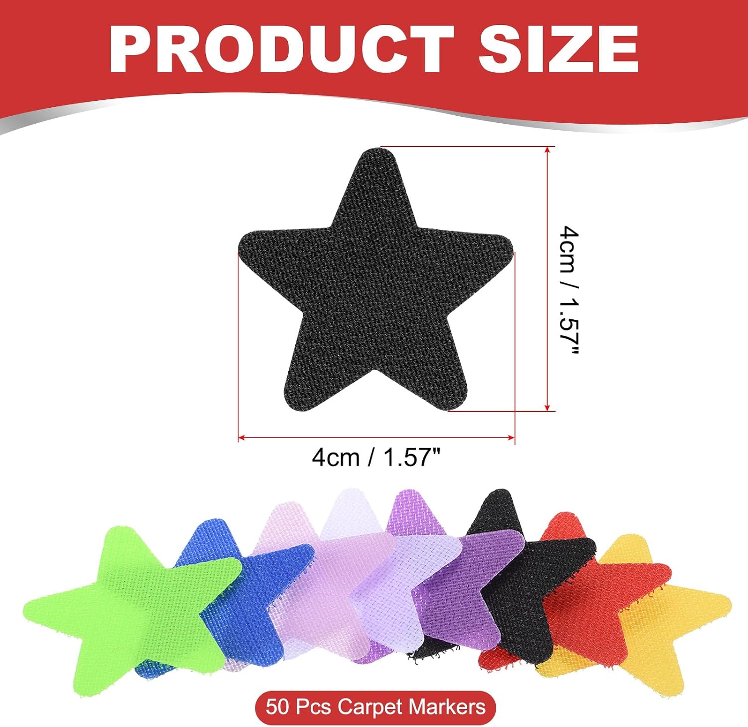 Detalle de PATIKIL 1.6" Carpet Spot Markers (50 Pack) – Star Floor Dots for Classroom Seating