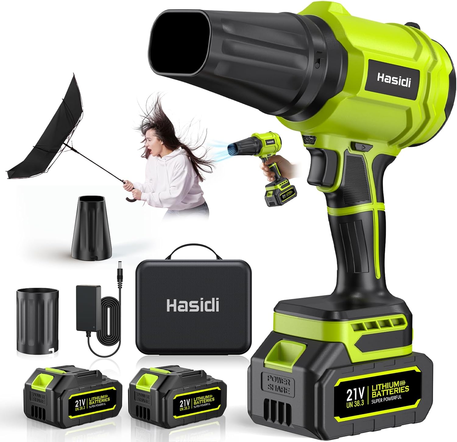 Electric Leaf Blower Cordless: 900,000 RPM High Speed, 2 Batteries & Charger