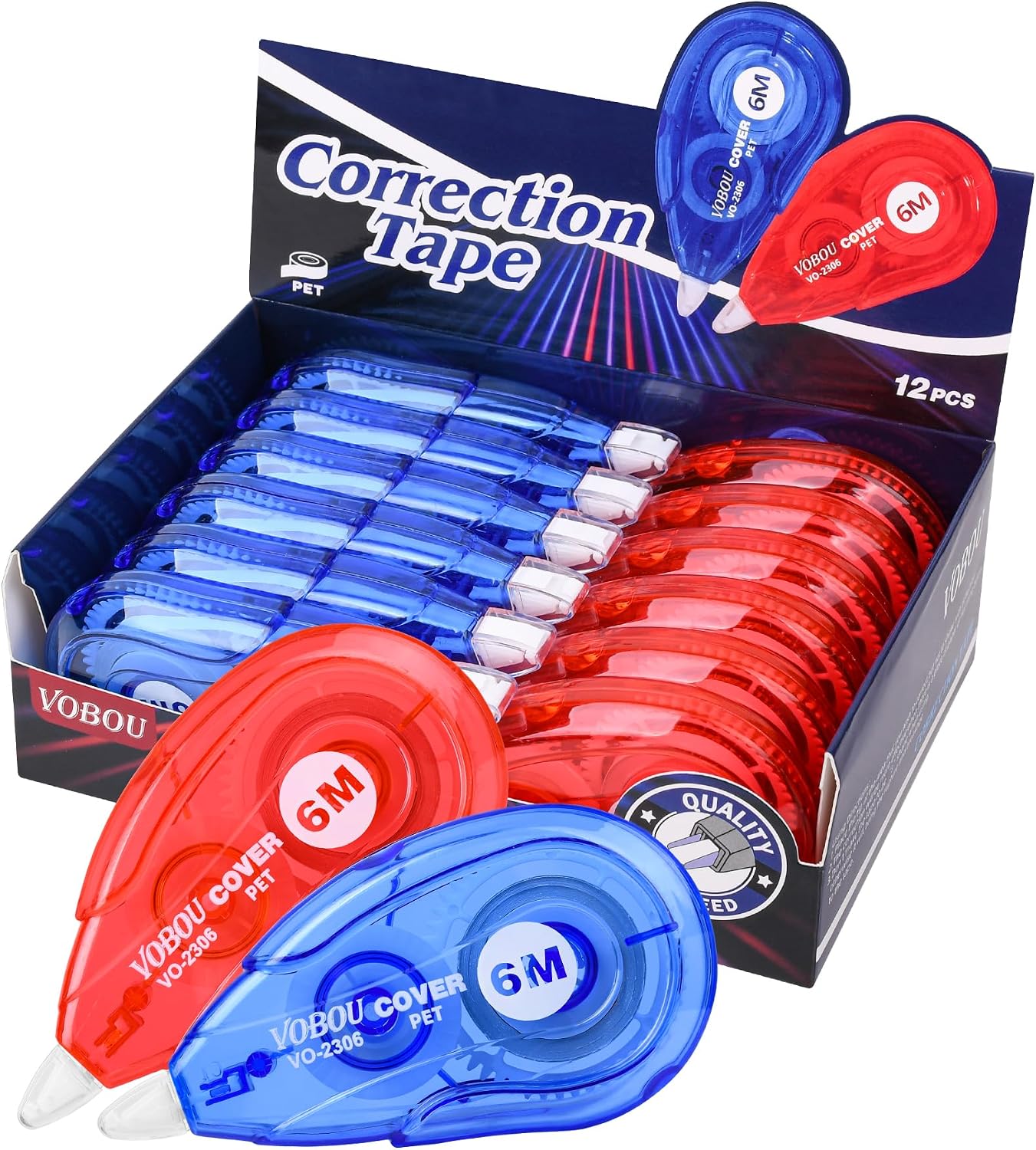 Detalle de Vobou vo2023280102306563 Correction Tape, 12-Pack, 6 m x 5 mm