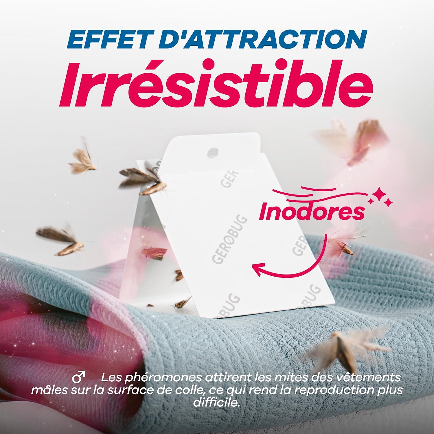 Detalle de Gerobug Piège à Mites des vêtements 10 pièces – Phéromone Attractive, 3 Mois de Protection