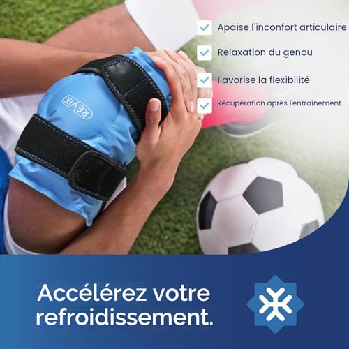 Detalle de REVIX Poche de glace pour genou – Compresse gel flexible réutilisable (Bleu)