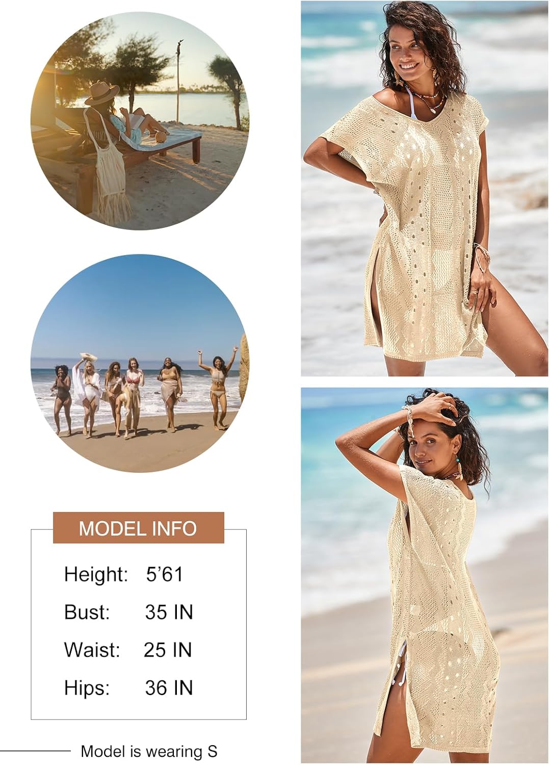 Thumbnail 6 de Dokotoo oversized crochet beach cover-up dress for women (S–XXL)