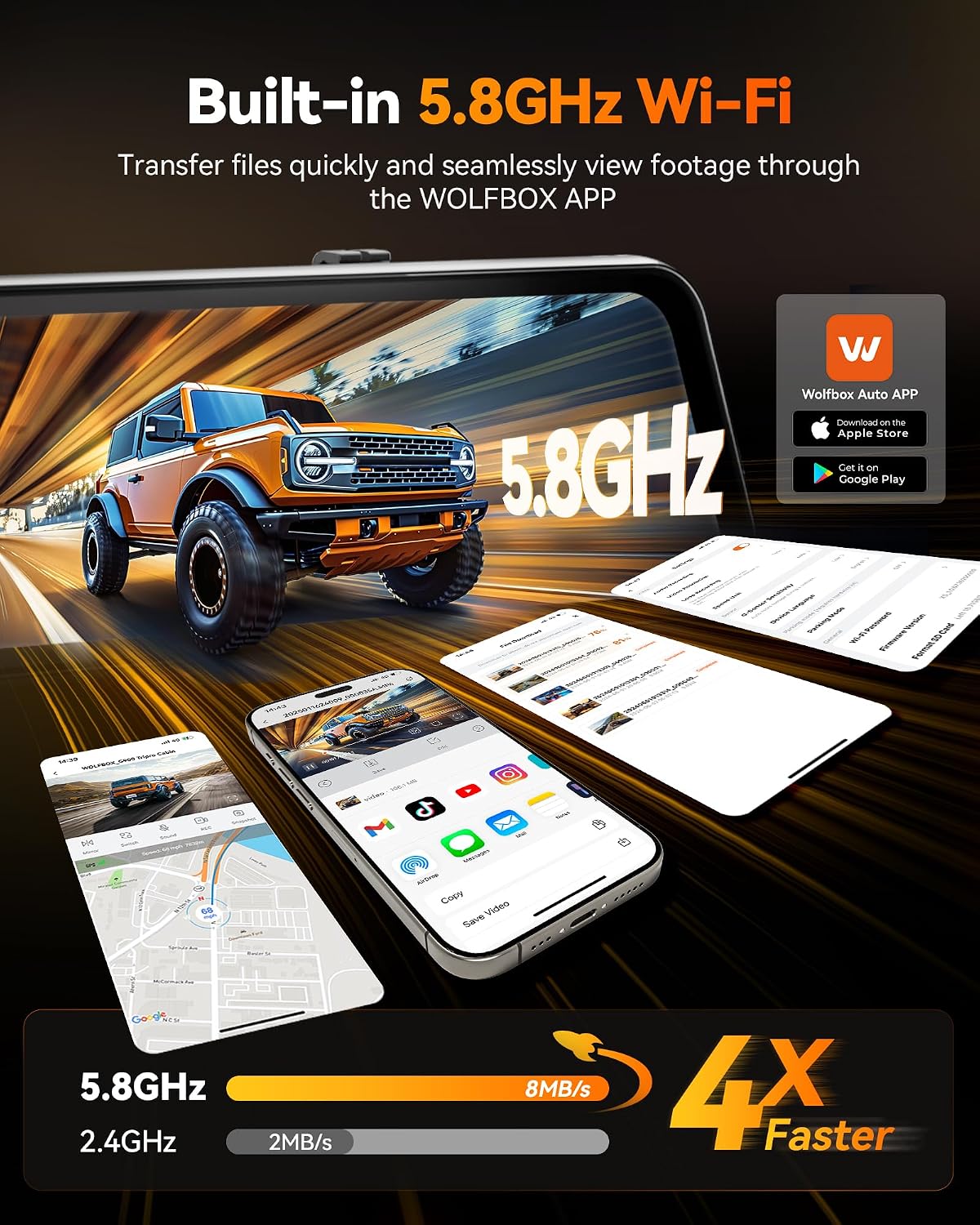 Thumbnail 4 de WOLFBOX G900 Tripro 4K Mirror Dash Cam 256GB