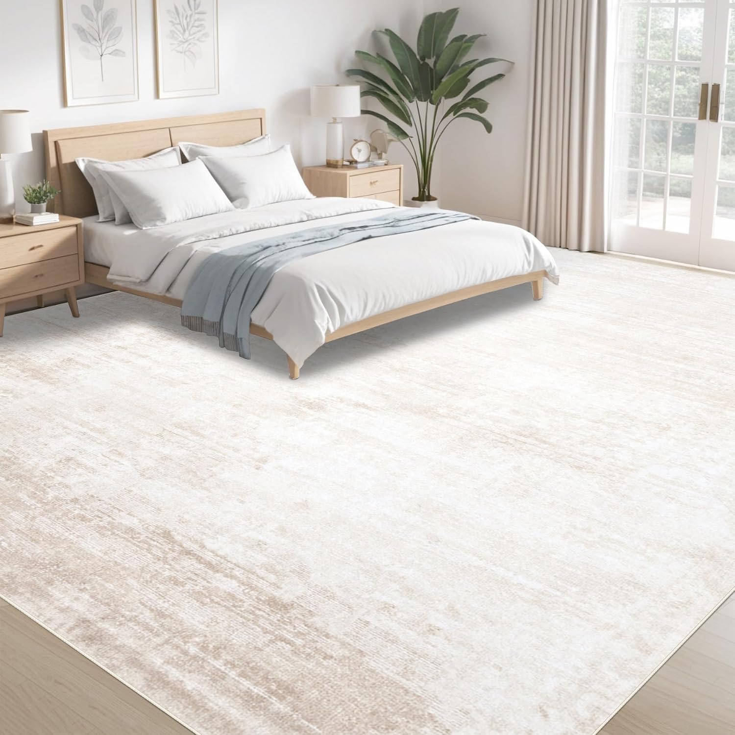 Detalle de Area Rugs 9'x12' Washable Neutral Living Room Rug 🏠