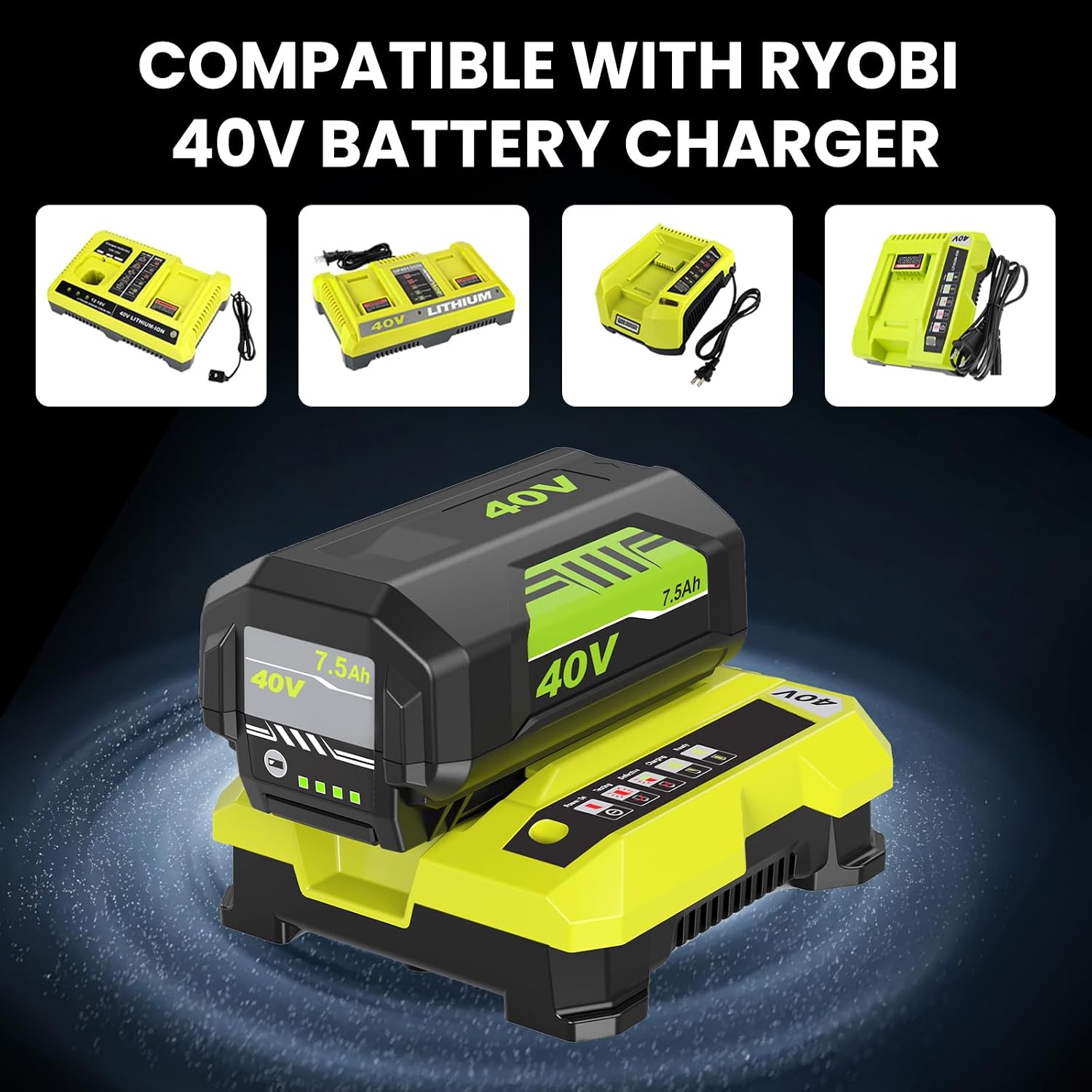 Detalle 2 de Munikind 40V 7.5Ah Replacement Batteries, 2-Pack with LED Indicators