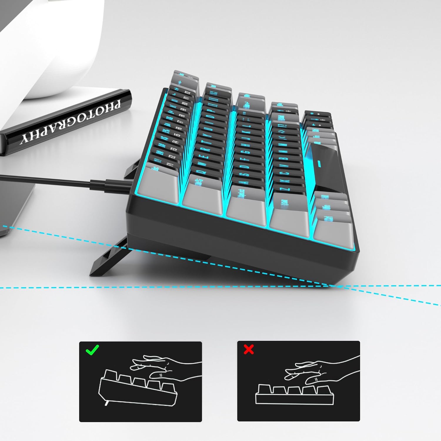Detalle de MageGee MK-Box 60% Mechanical Keyboard (68-Key) with Red Linear Switches and LED Backlight