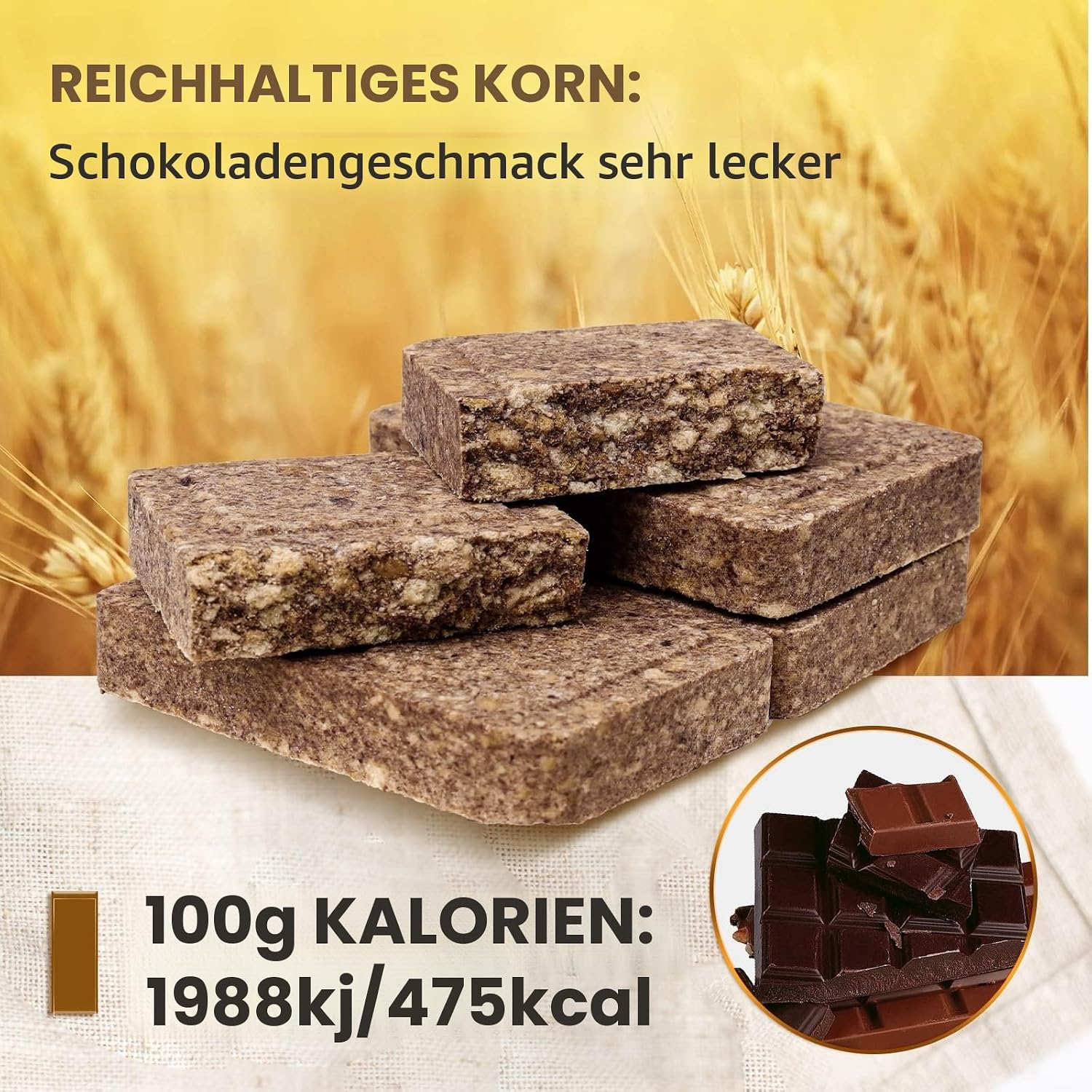 Thumbnail 3 de Notfall-Rationsriegel mit Schokoladengeschmack – Überlebens-Tabs für Outdoor, Camping & Notfälle, 12 Stück