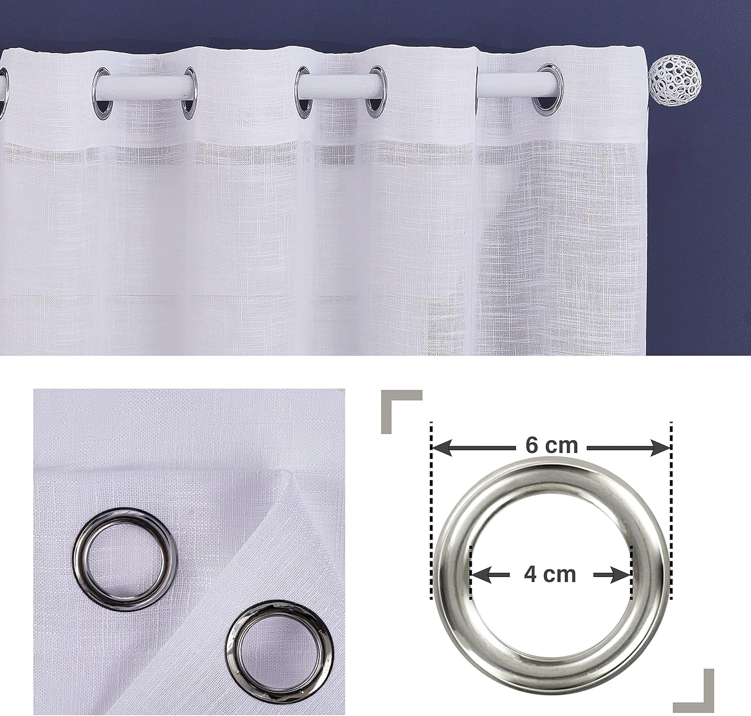 Thumbnail 1 de Topfinel Cortinas Raya Gasa Blancas para Ventanas 🏡 2 Piezas 140x260cm