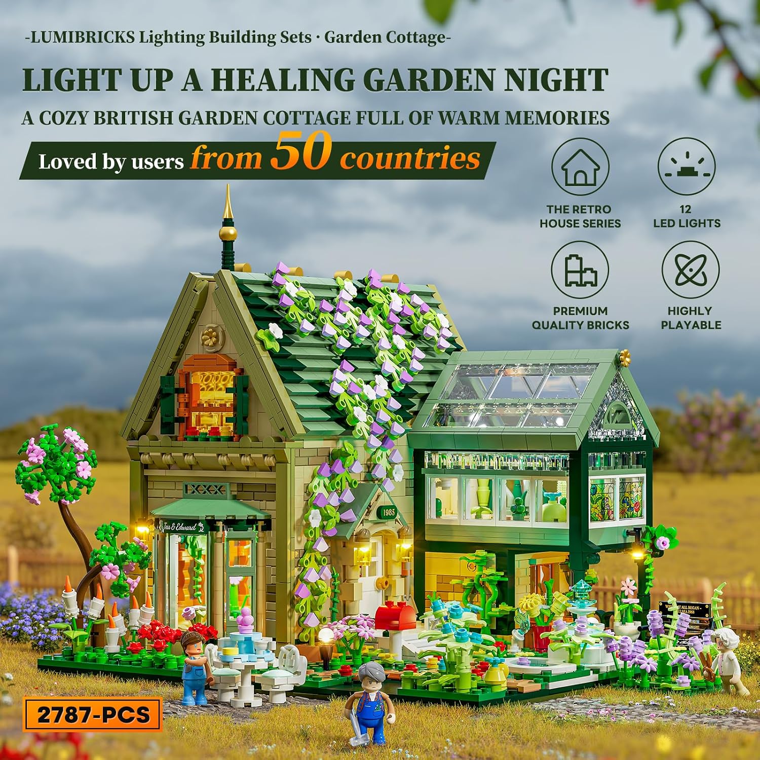 Detalle 2 de Lumibricks Garden Cottage Lighting Building Bricks Set (2787 Pcs): A Detailed Build for Garden Enthusiasts