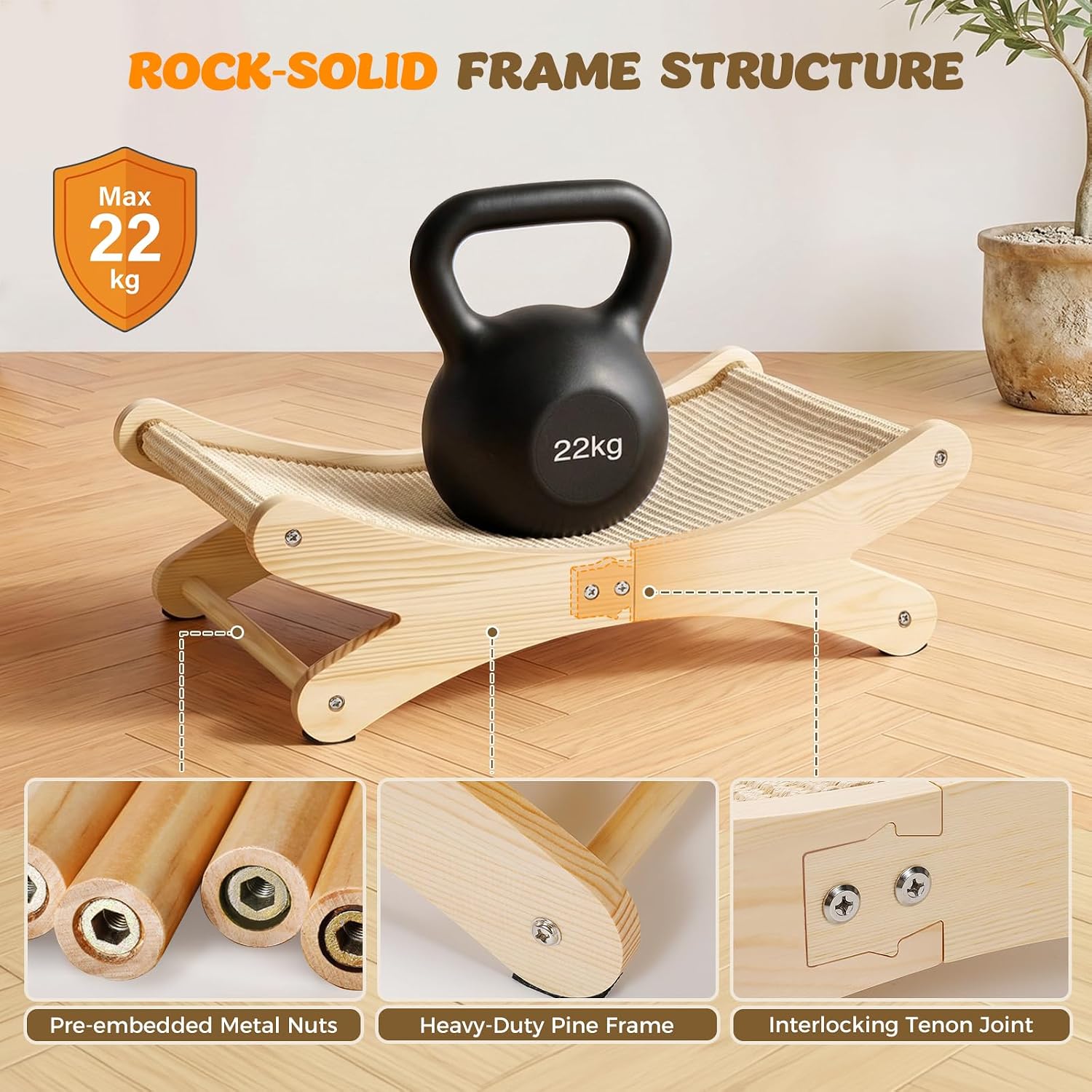 Thumbnail 4 de Gimars U‑förmiges Katzenkratzbrett – Extra Groß 60x36x20 cm, Premium Holz-Kratzmöbel mit Natursisal-Unterlage