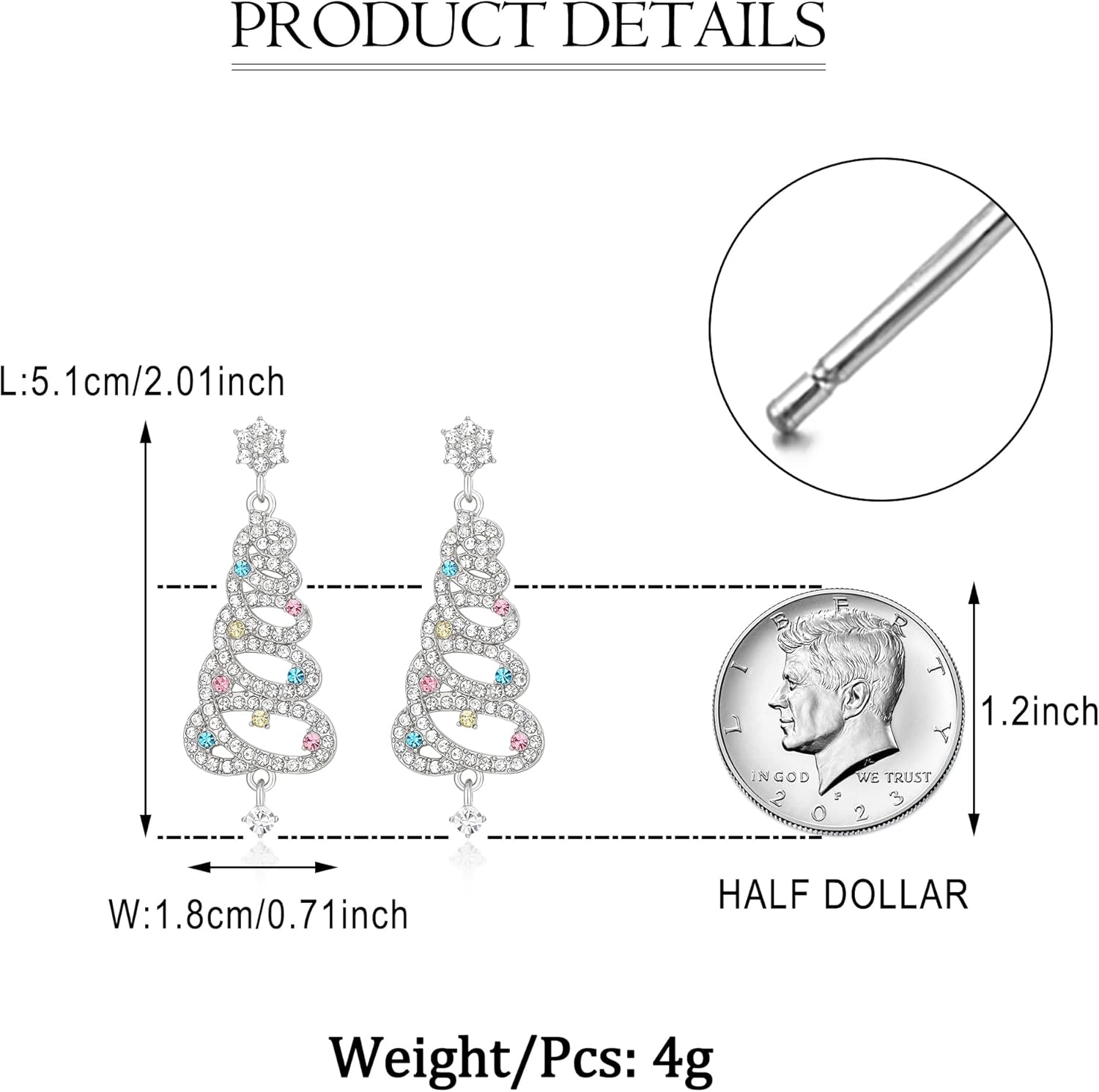 Thumbnail 4 de Clearine Femme boucles d’oreilles de Noël avec pendentif étoile/arbre – bijou délicat vintage pour fête et cadeau