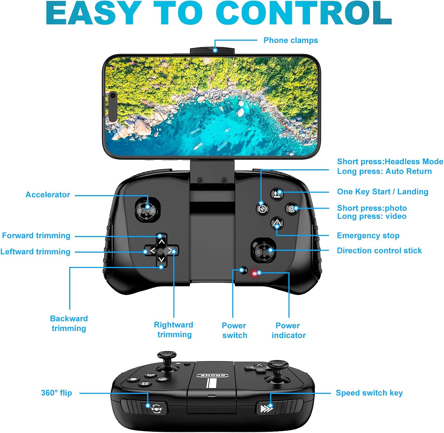 Detalle de Beginner-Friendly Foldable Quadcopter Drone with 1080P Camera, Voice & Gesture Controls