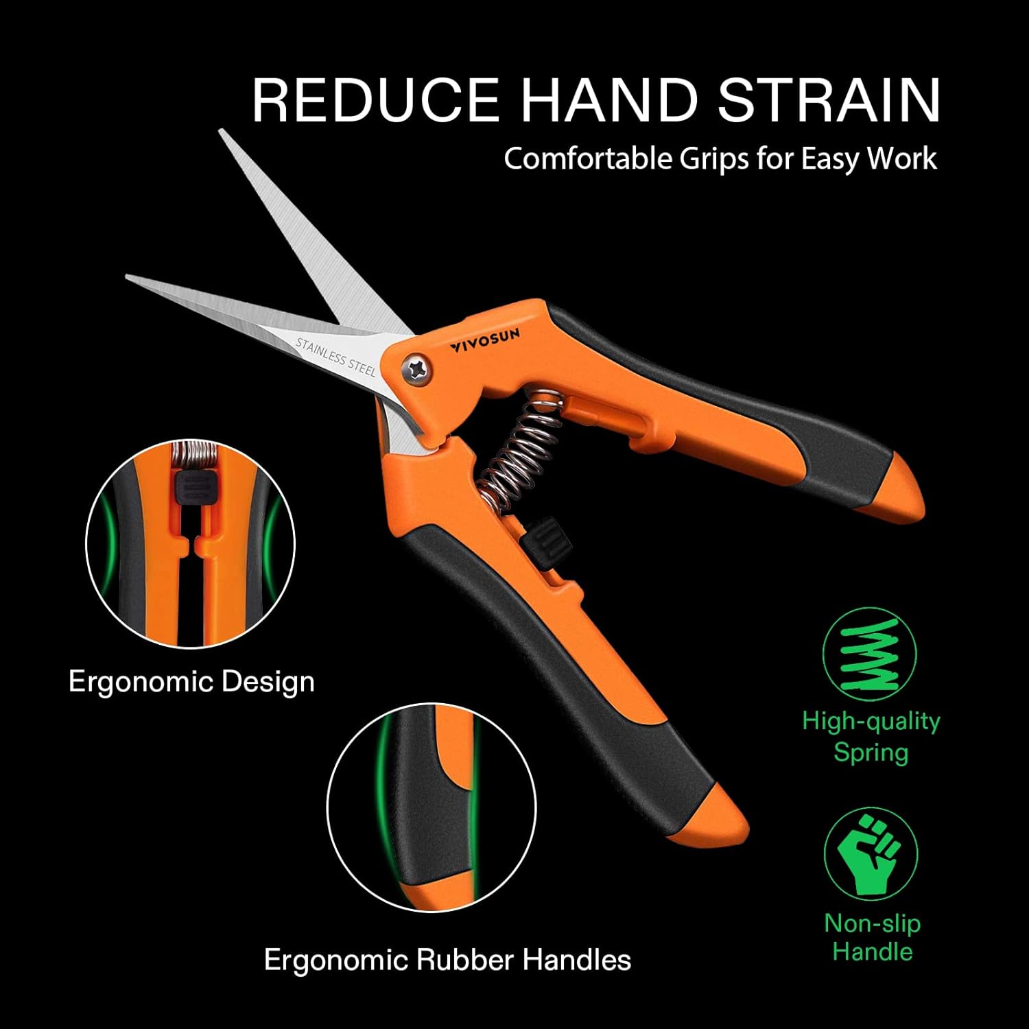 Thumbnail 1 de VIVOSUN 3-Pack 17 cm Gardening Scissors: Titanium-Coated Pruning Shears for Precise One-Hand Cuts
