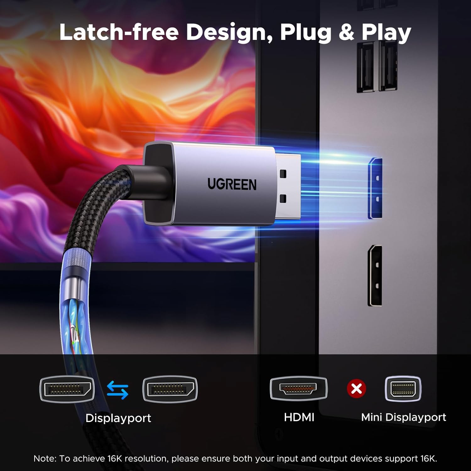 Thumbnail 6 de UGREEN 16K DisplayPort Cable 9.9ft